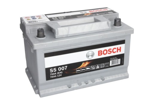 Akumulator BOSCH S5 007 (74Ah/750A, prawy +, B13) - 2