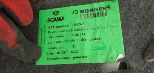 Scania r S бічна оббивка кабіни 2596214 - 2