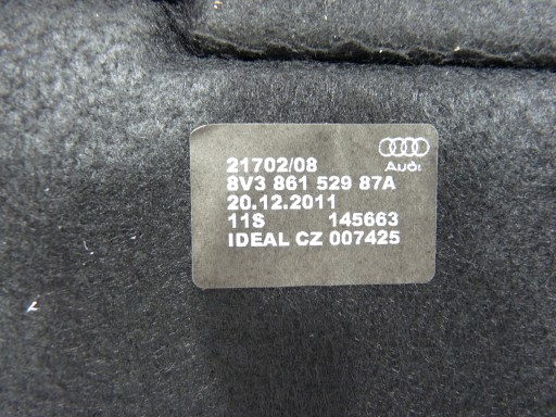 Audi A3 8V 3D підлога багажника 8V3861529 - 4