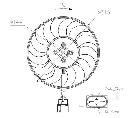 Вентилятор радіатора VW Tiguan 2.0 D 17-47970 NRF - 2