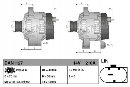 ALTERNATOR SC6 14V 210A BMW 1 F20, F21,3 - 5