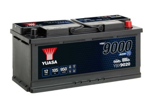 AGM Akumulator Yuasa 12V 105Ah 950A P+ YBX9020 - 1