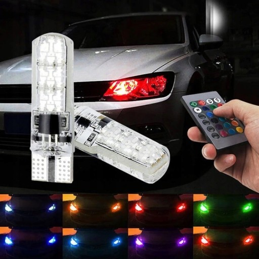 2 лампы W5W LED T10 RGB + пульт дистанционного управления PORSCHE AUDI VW - 10