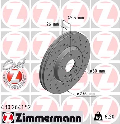 Zimmermann SPORT диски + колодки OPEL ASTRA K 276mm - 2