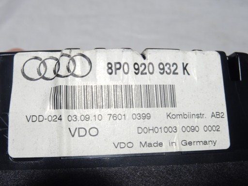 КОМП'ЮТЕРНИЙ лічильник AUDI A3 8P 8P4 1.4 TFSI CAXC 81232KM 8P0920932K 0261S05590 - 9