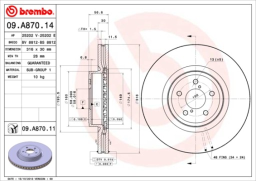 BREMBO TARCZE+KLOCKI P SUBARU LEGACY IV 316MM - 5