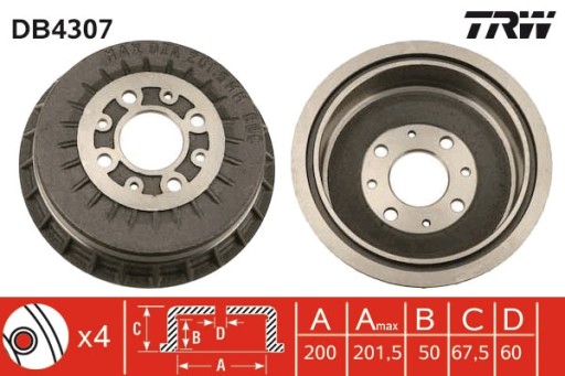 Задній гальмівний барабан TRW DB4307 En Distribution - 4