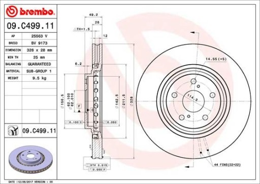 BREMBO ДИСКИ + ПЕРЕДНИЕ КОЛОДКИ LEXUS NX И 328 ММ - 14