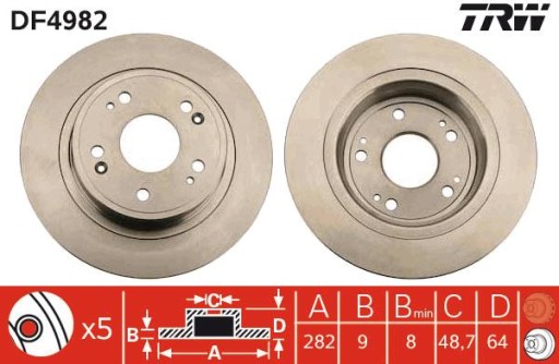 2 x Tarcza hamulcowa TRW DF4982 - 2