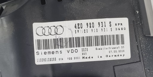 AUDI A8 D3 LIFT 4.2 TDI LICZNIK ZEGARY 4E0920931S - 6