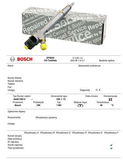 ВПОРСКУВАННЯ BOSCH 0445110012 VITO C E V 200 220 2.1 2.2 - 1