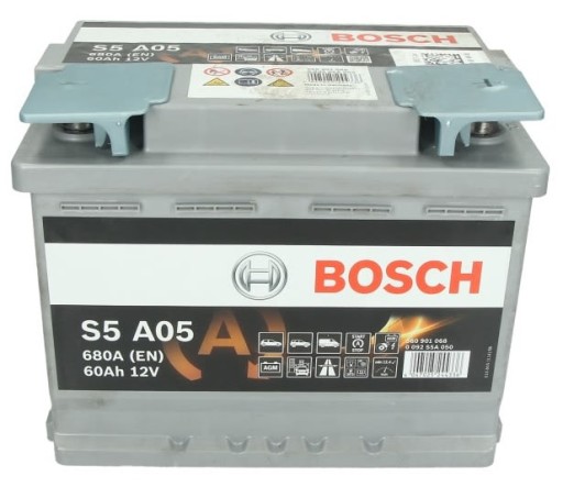 Акумулятор 60Ah 680A SILVER S5 AGM P + BOSCH - 1