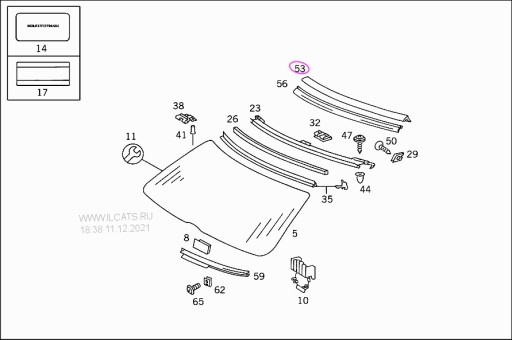 Накладка лобового скла MERCEDES R129 оригінал новий - 2