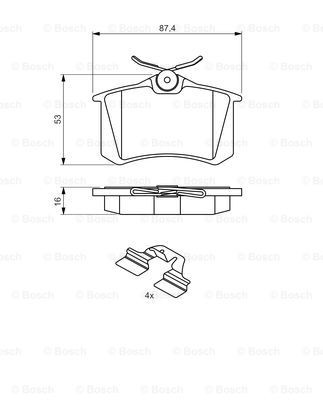 ДИСКИ КОЛОДКИ ЗАДНІ BOSCH RENAULT SCÉNIC II 1.6 - 2