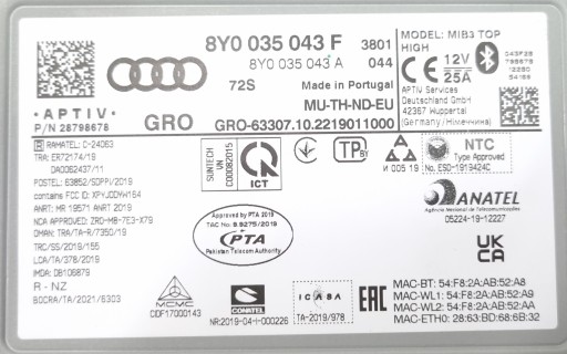 Навігація Mib3 Audi A3 8y 8Y0035043F - 9