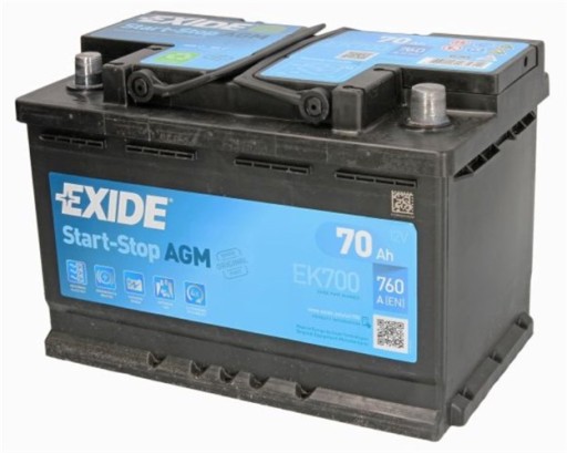 AKUMULATOR EXIDE AGM EK700 70AH/760A 12V +P AGM - 1