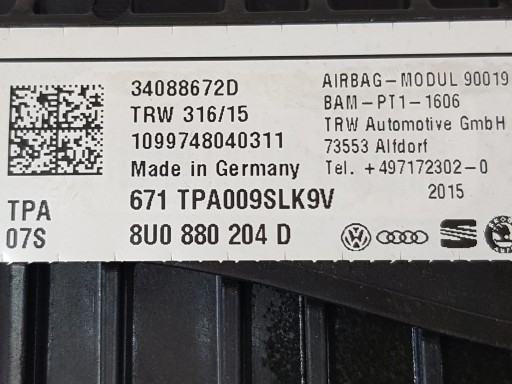AUDI Q3 8U0 Poduszki pasy napinacze S-LINE 15r. - 5