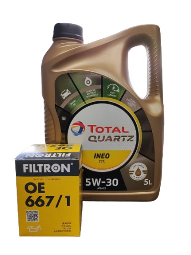 Olej Total Quartz 5W30 Ineo ECS 5l+Filtr OE 667/1 - 1