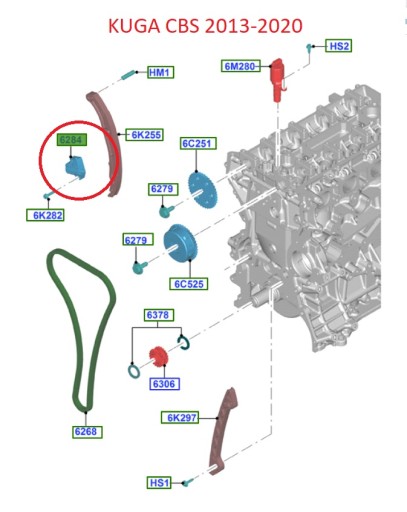 FORD OE 2071454 NAPINACZ ŁAŃCUCHA ROZRZĄDU MONDEO - 8