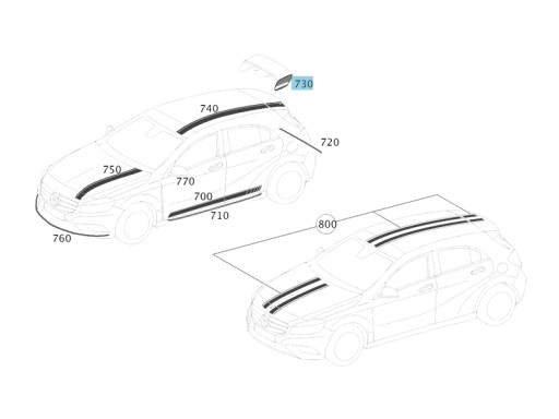 ORG наклейки спойлера ззаду MERCEDES A W176 YELLOW - 2