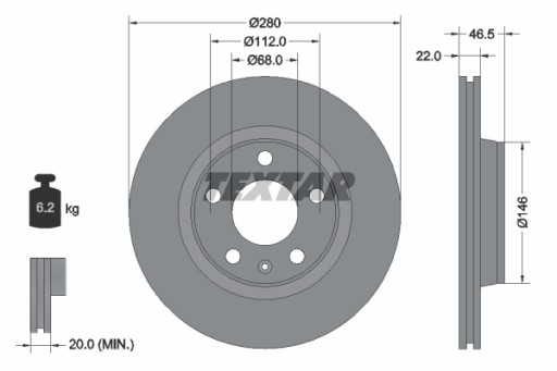 Tarcze Klocki TEXTAR Przód AUDI A4 B5 280mm - 2