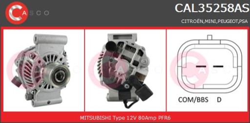 CASCO ALTERNATOR 80A INA CAL35258AS - 2