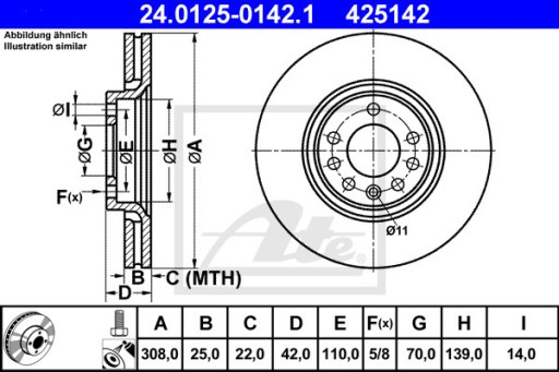 TARCZE HAMULCOWE ATE do SAAB 9-5 2.0 2.3 3.0 V6t - 2