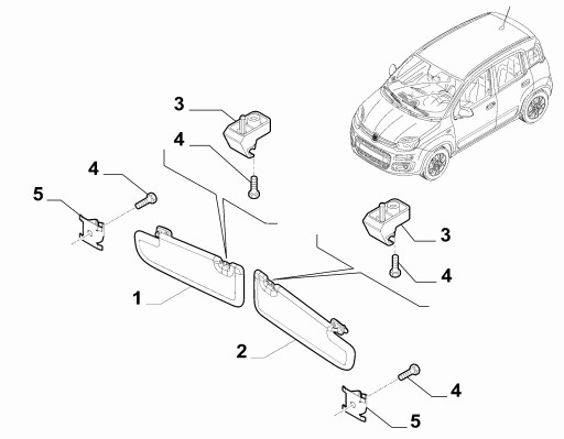 Кріплення козирка Fiat Panda III OE - 1