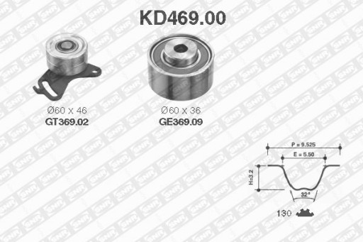 Комплект ремня ГРМ SNR KD469.00 - 2