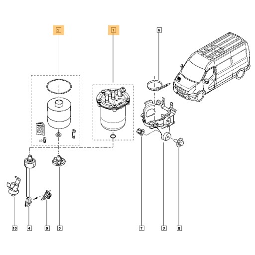 OBUDOWA FILTR PALIWA RENAULT TRAFIC VIVARO 1.6DCI - 5