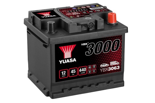Akumulator rozruchowy 12V Yuasa 45Ah 440A YBX3063 - 1
