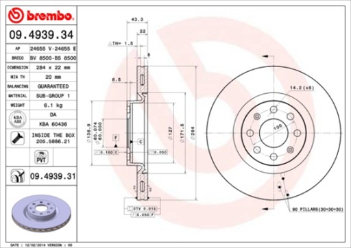 BREMBO TARCZE+KLOCKI P FIAT GRAND PUNTO 284MM - 2