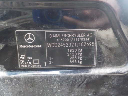 MERCEDES B170 1.7B SZYBA LEWA TYLNA 43R001583 - 4