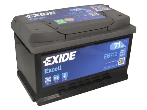 АККУМУЛЯТОР EXIDE EB712 71AH 670A P+ - 1