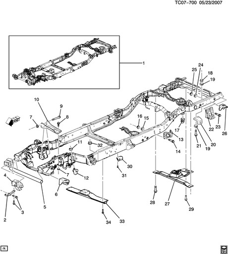 ESCALADE ESV YUKON XL 07-14R РАМКА КУЗОВА - 1