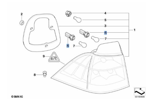 BMW E61 E36 держатель лампы 21W 63211387697 - 3