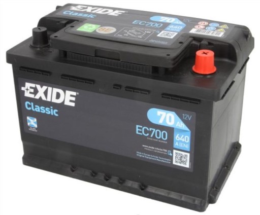 Акумулятор EXIDE CLASSIC 70AH 640A 70 Ah DOJ + WYM - 1