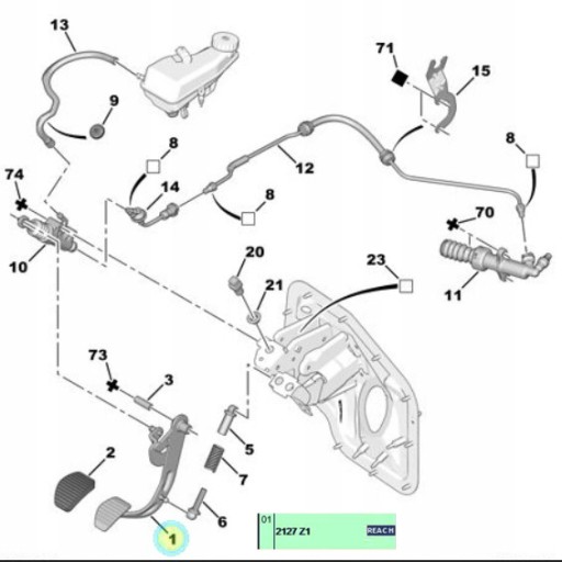 PEDAŁ SPRZĘGŁA JUMPY C8 EXPERT 807 2127Z1 - 2