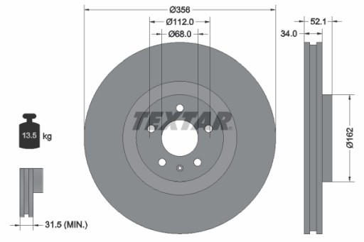 TEXTAR TARCZE+KLOCKI P+T AUDI A6 C7 A7 4G 356MM - 4