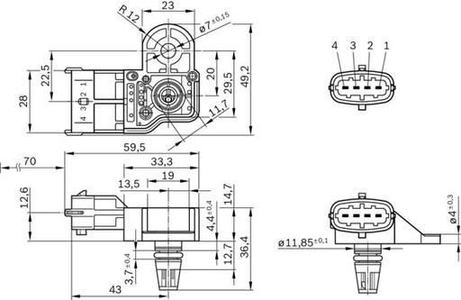 Датчик тиску наддуву BOSCH 0 261 230 245 - 7