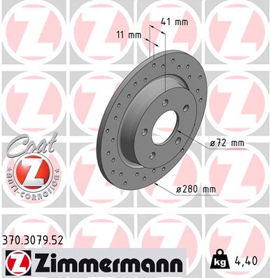 TARCZE HAMULCOWE TYŁ ZIMMERMANN do MAZDA 5 2.3 - 2