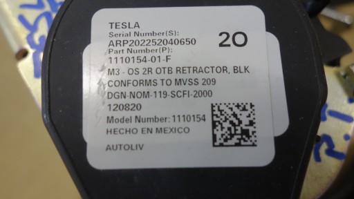 PAS BEZPIECZEŃSTWA TESLA 3 III PRAWY TYŁ - 3