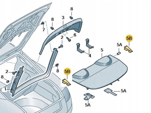 ЗАСУВКИ ЗАДНЬОЇ ПОЛИЦІ БАГАЖНИКА AUDI TT TTS TTRS 8J - 4