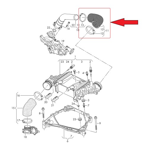Воздухозаборник локоть шланг для VW T6 VI 2.0 TDI - 4