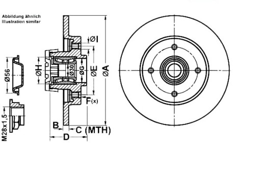 TARCZA HAMULCOWA TYL LOZ.(1 SZT)CITROEN C4 10- - 7