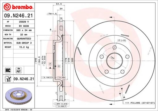 ГАЛЬМІВНІ ДИСКИ СПЕРЕДУ BREMBO 09.N246.21 09N24621 - 3