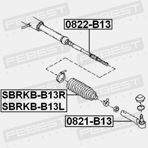 Febest SBRKB-B13R комплект чехлов, рулевое управление - 2