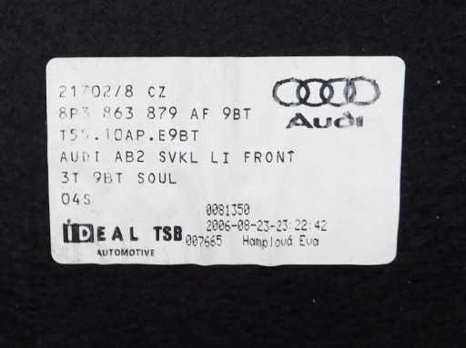 Полиця бекон підлогу багажника-Audi A3 8P 3D 03-08 - 11
