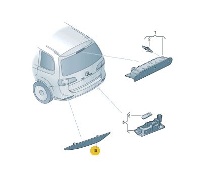 Отражатель заднего бампера VW Touran 2011-2015 - 3