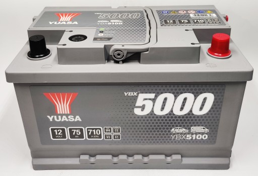 Akumulator Yuasa YBX 5100 12V 75Ah 710A P+ - 2